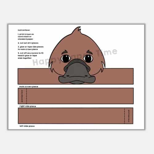 Platypus crown printable template paper craft for kids