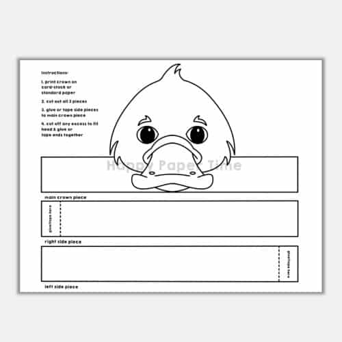 Platypus crown printable template paper coloring craft for kids