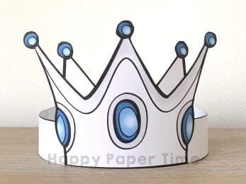 Princess crown paper template - Printable kids crafts by Happy Paper Time