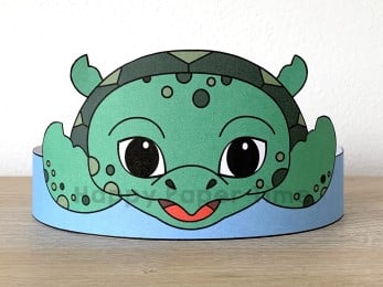 Sea turtle crown printable template paper ocean animal craft for kids