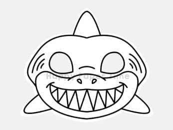 Shark mask printable paper template ocean animal coloring craft activity for kids