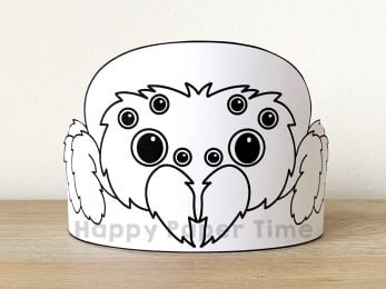 Spider crown printable template paper coloring craft for kids