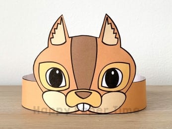 Squirrel crown printable template paper craft for kids
