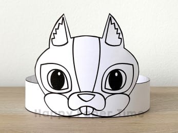 Squirrel crown printable template paper coloring craft for kids