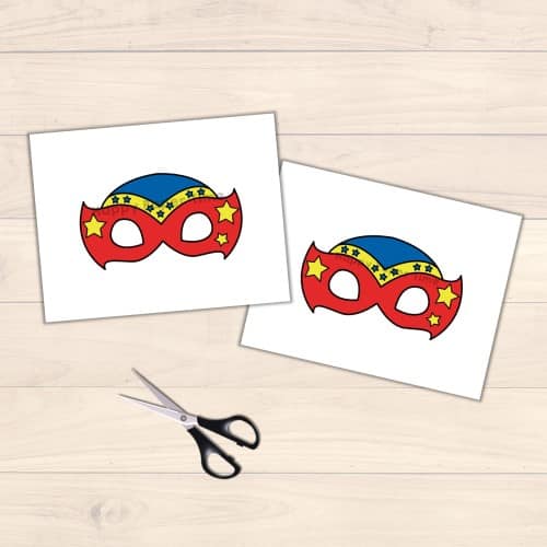 Superhero mask printable paper template craft activity for kids