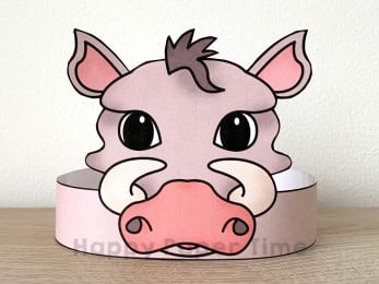 Warthog crown printable template paper craft for kids
