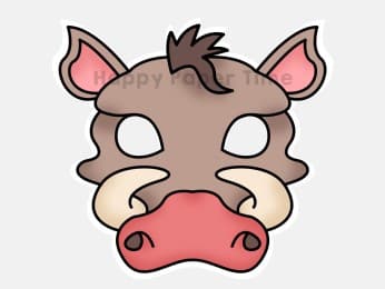 Warthog mask printable paper template african animal craft activity for kids