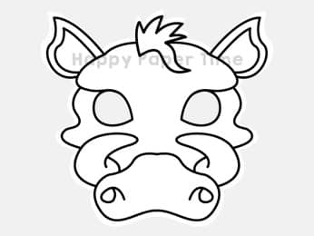 Warthog mask printable paper template african animal coloring craft activity for kids
