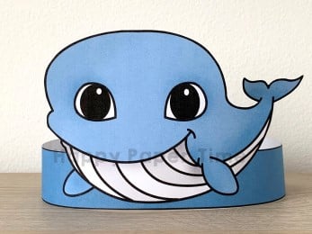 Whale crown printable template paper ocean animal craft for kids