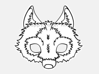 Wolf mask printable paper template woodland animal coloring craft activity for kids