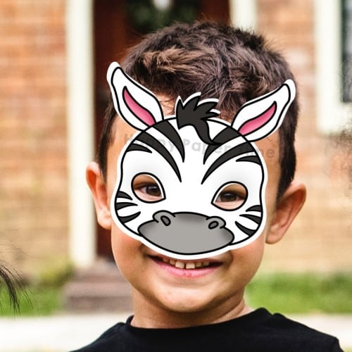 Zebra mask printable paper template african animal craft activity for kids