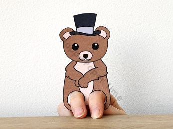 Bear finger puppet template printable animal craft activity for kids