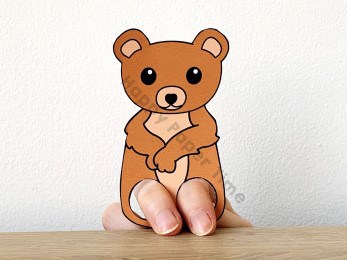 Bear finger puppet template printable animal craft activity for kids