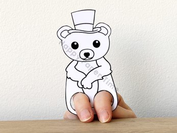 Bear finger puppet template printable animal coloring craft activity for kids