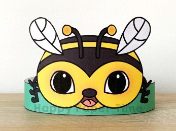 Bee paper crown printable template craft activity for kids