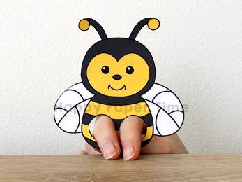 Bee finger puppet insect animal template paper printable craft activity for kids