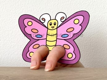 Butterfly finger puppet template printable craft activity for kids