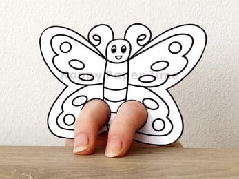 Butterfly finger puppet template printable coloring craft activity for kids