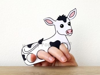 Calf finger puppet farm animal template printable craft activity for kids