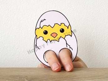 Chick finger puppet farm animal template printable craft activity for kids