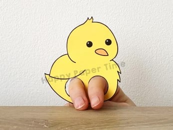 Chick finger puppet farm animal template printable craft activity for kids