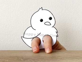 Chick finger puppet farm animal template printable coloring craft activity for kids
