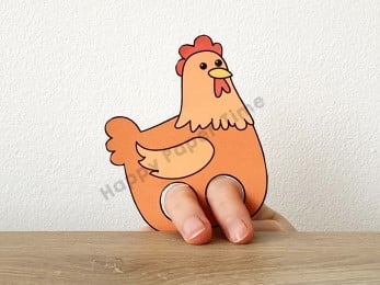 Chicken finger puppet farm animal template printable craft activity for kids