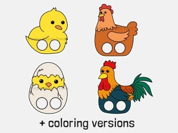 Chicken finger puppet farm animal printable paper craft template