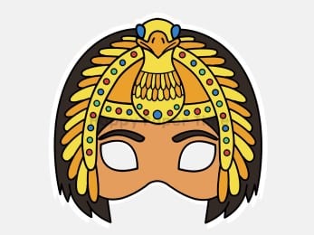 Cleopatra mask printable paper template ancient Egypt craft activity for kids
