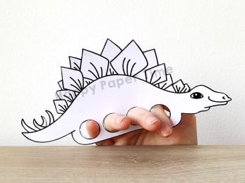 Stegosaurus finger puppet dinosaur template printable coloring craft activity for kids