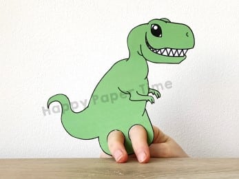 T-rex finger puppet dinosaur template printable craft activity for kids