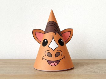 Horse pony party hat paper printable template farm animal craft activity for kids