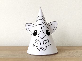 Horse pony party hat paper printable template farm animal coloring craft activity for kids