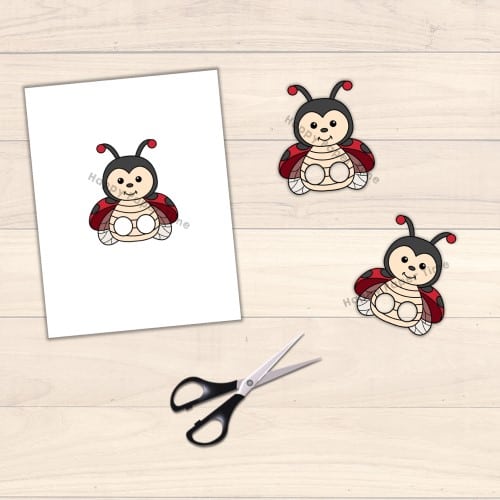 Ladybug finger puppet template printable insect craft activity for kids