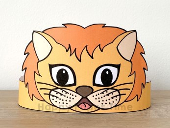 Lion paper crown template animal craft for kids