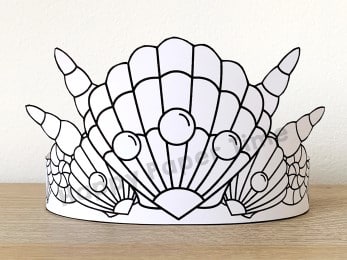 Mermaid paper crown princess printable coloring craft for kids