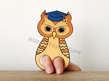 Owl finger puppet woodland forest animal template printable craft activity for kids