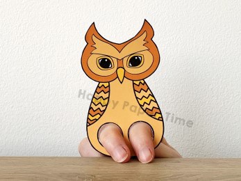 Owl finger puppet woodland forest animal template printable craft activity for kids