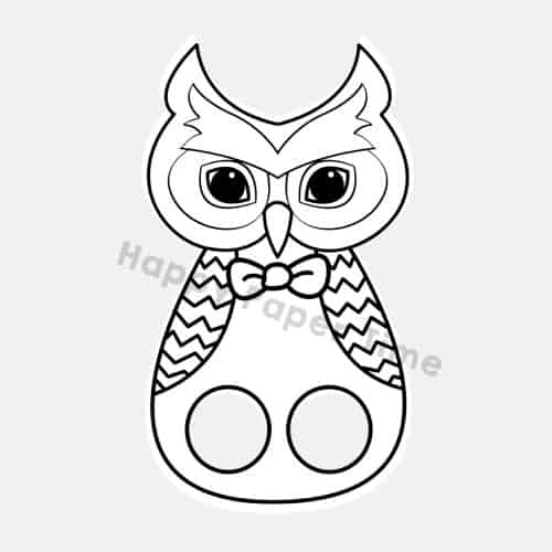Owl paper puppet woodland forest animal template printable coloring craft activity for kids