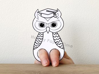 Owl finger puppet woodland forest animal template printable coloring craft activity for kids
