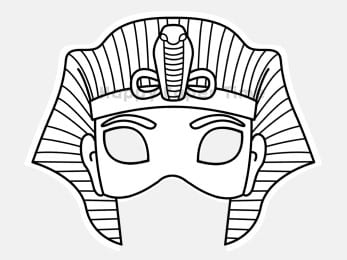 Pharaoh mask coloring printable paper template ancient Egypt craft activity for kids
