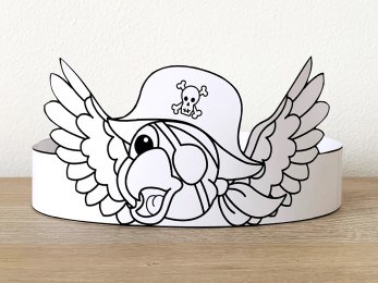 Pirate parrot paper hat printable coloring craft activity for kids