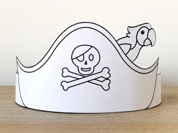 Pirate paper hat printable party coloring activity for kids