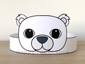 Polar bear paper crown printable craft activity for kids