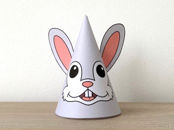 Rabbit bunny party hat paper printable template farm animal craft activity for kids