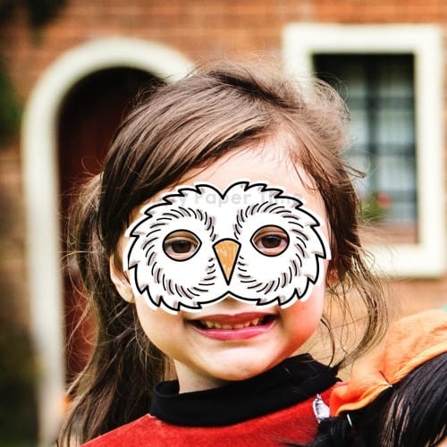 Snowy owl paper mask animal costume diy template kids craft coloring activity
