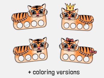 Tiger printable finger puppet craft for kids to color in