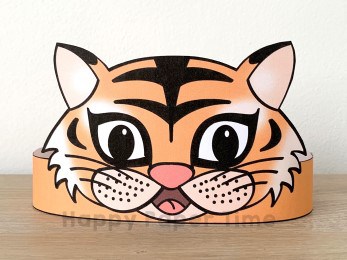 Tiger paper crown template animal craft for kids