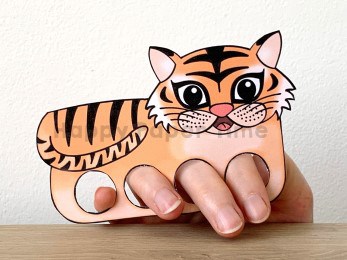 Tiger finger puppet template printable jungle animal craft activity for kids