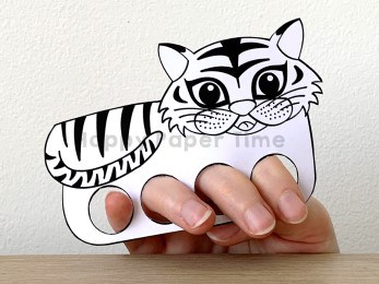 Tiger finger puppet template printable jungle animal coloring craft activity for kids